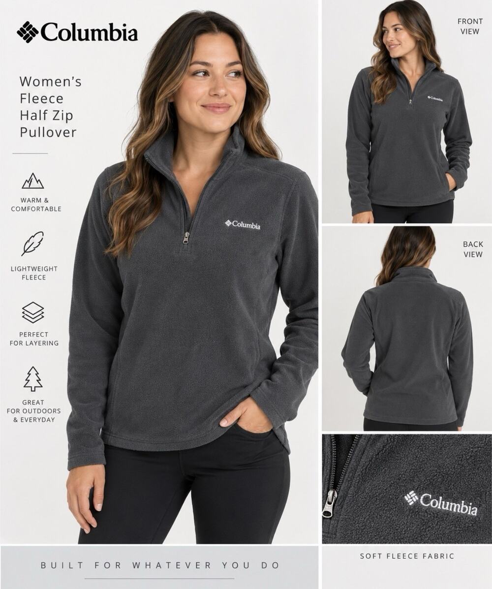 Columbia Women’s Medium black Fleece 1/4 Zip Pullover Long Sleeve Outdoor Jacket
